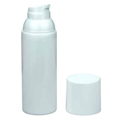 Plastová fľaštička airless vysoká biela, 50 ml