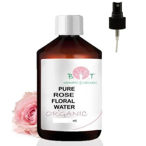 Ružová kvetová voda s rozprašovačom, organic