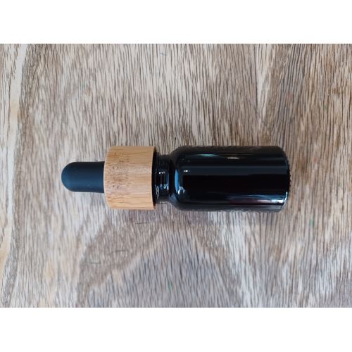 Sklenená fľaštička s bambusovou pipetou čierna, 10 ml