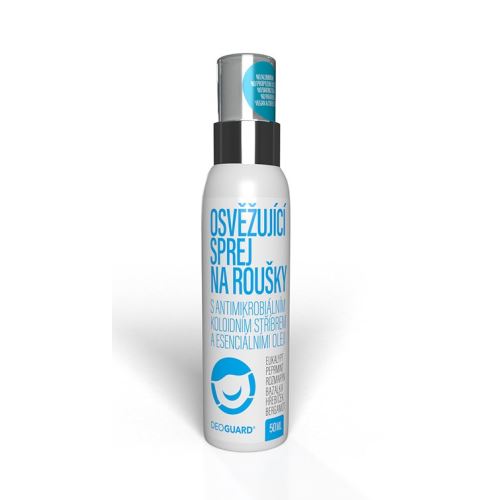 Prírodný dezodoračný sprej na rúška s antimikrobiálnym koloidným striebrom, 50 ml