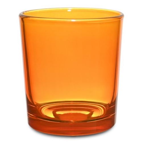 Sklenený obal na sviečku oranžový, 180 ml