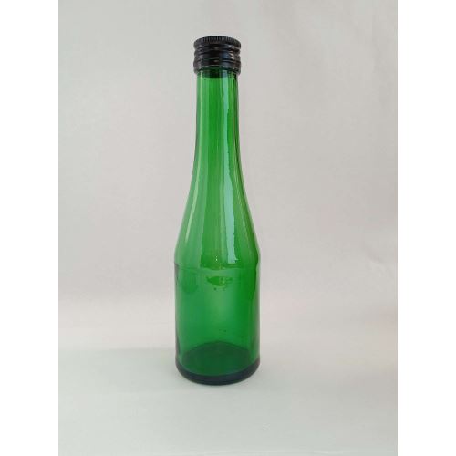 Sklenená fľaša s hliníkovým uzáverom, zelená, 190 ml